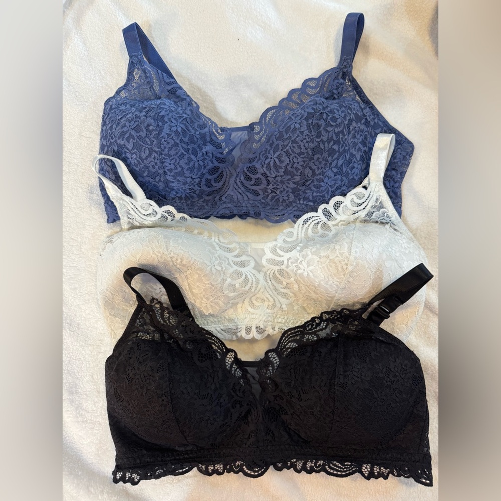 Bali Lace Bra Trio - Navy, White, Black